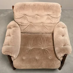 Pamono Hardwood and Suede Lounge Chair in the style of Percival Lafer and Jean Gillon, 1960s New