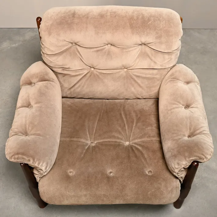 Pamono Hardwood and Suede Lounge Chair in the style of Percival Lafer and Jean Gillon, 1960s New