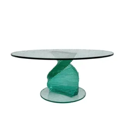 Pamono Helix Spiral Sculptural Glass Coffee Table in the style of Danny Lane, 1980s Sale