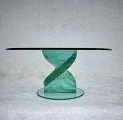 Pamono Helix Spiral Sculptural Glass Coffee Table in the style of Danny Lane, 1980s Sale