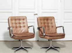 Pamono Hercules Desk Chairs in Leather by Kenneth Bergenblad for Dux, Sweden, 1970s, Set of 2 Discount