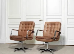 Pamono Hercules Desk Chairs in Leather by Kenneth Bergenblad for Dux, Sweden, 1970s, Set of 2 Discount