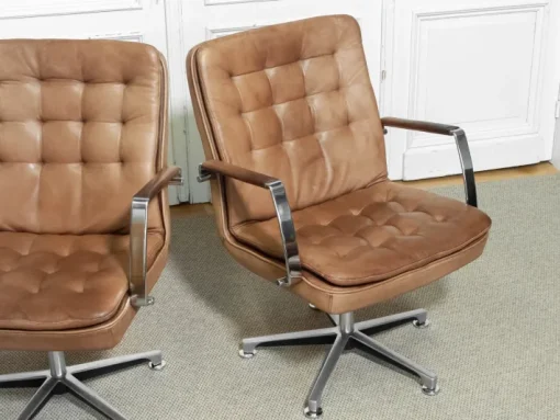 Pamono Hercules Desk Chairs in Leather by Kenneth Bergenblad for Dux, Sweden, 1970s, Set of 2 Discount