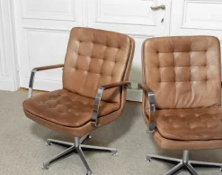 Pamono Hercules Desk Chairs in Leather by Kenneth Bergenblad for Dux, Sweden, 1970s, Set of 2 Discount