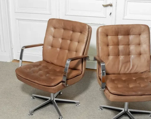 Pamono Hercules Desk Chairs in Leather by Kenneth Bergenblad for Dux, Sweden, 1970s, Set of 2 Discount