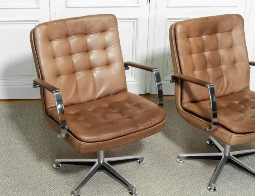 Pamono Hercules Desk Chairs in Leather by Kenneth Bergenblad for Dux, Sweden, 1970s, Set of 2 Discount