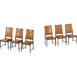 Pamono High Back Dining Chairs in Rosewood and Leather attributed to Torbjørn Afdal, 1950s, Set of 6 Hot