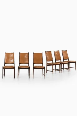 Pamono High Back Dining Chairs in Rosewood and Leather attributed to Torbjørn Afdal, 1950s, Set of 6 Hot