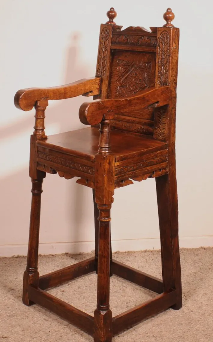 Pamono High Period Children's Chair in Oak, 17th Century New