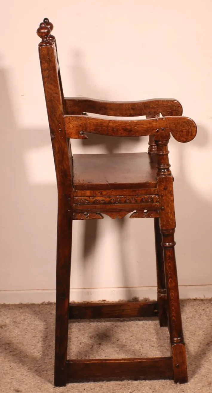 Pamono High Period Children's Chair in Oak, 17th Century New