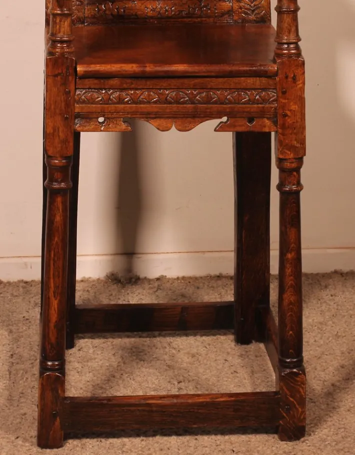 Pamono High Period Children's Chair in Oak, 17th Century New