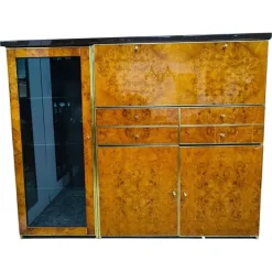 Pamono High Sideboard in Radica and Gilded Metal, 1970s Sale