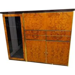 Pamono High Sideboard in Radica and Gilded Metal, 1970s Sale