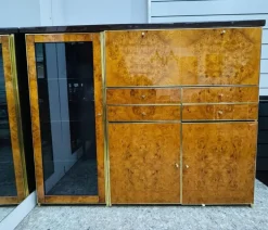 Pamono High Sideboard in Radica and Gilded Metal, 1970s Sale