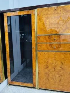 Pamono High Sideboard in Radica and Gilded Metal, 1970s Sale