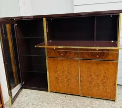 Pamono High Sideboard in Radica and Gilded Metal, 1970s Sale