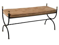 Pamono Hollywood Regency Patinated Iron and Brass Bedroom Bench, 1960s Sale