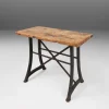Pamono Industrial Bistro Table with Cast Iron Legs and Wooden Top, Belgium, 1920s Outlet