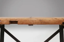 Pamono Industrial Bistro Table with Cast Iron Legs and Wooden Top, Belgium, 1920s Outlet