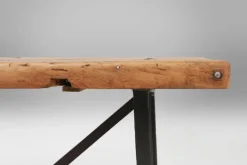 Pamono Industrial Bistro Table with Cast Iron Legs and Wooden Top, Belgium, 1920s Outlet