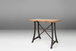 Pamono Industrial Bistro Table with Cast Iron Legs and Wooden Top, Belgium, 1920s Outlet