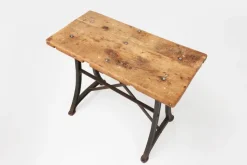 Pamono Industrial Bistro Table with Cast Iron Legs and Wooden Top, Belgium, 1920s Outlet