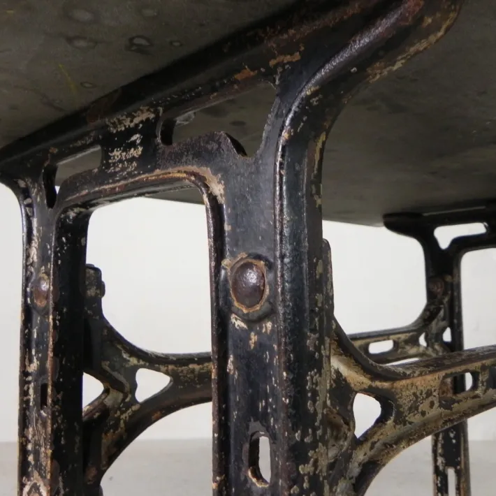 Pamono Industrial Cast Iron Garden Table with Stone Top, 1930s Online