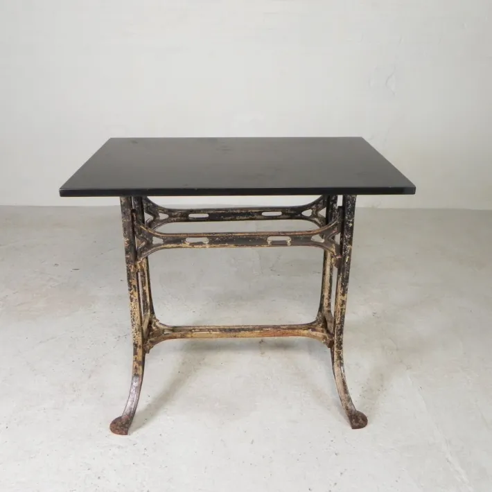 Pamono Industrial Cast Iron Garden Table with Stone Top, 1930s Online