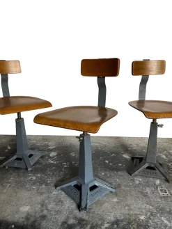 Pamono Industrial Factory Machinist Sewing Chairs from Simanco, 1940s, Set of 3 Clearance
