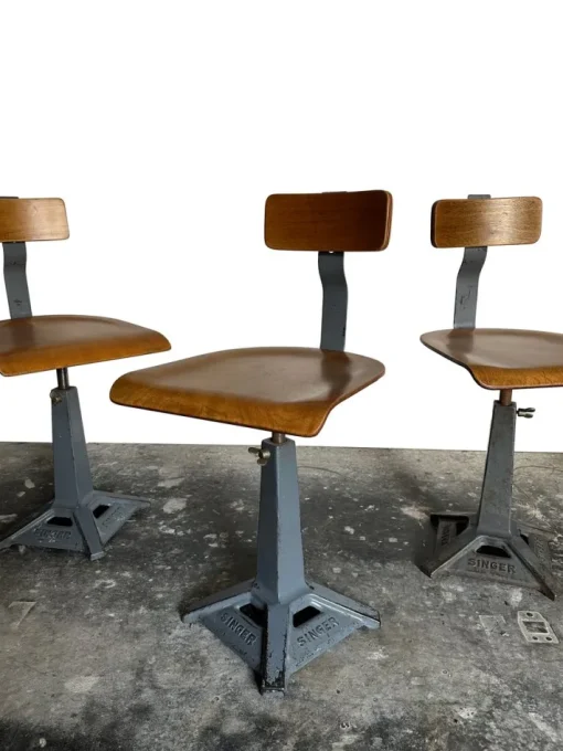 Pamono Industrial Factory Machinist Sewing Chairs from Simanco, 1940s, Set of 3 Clearance