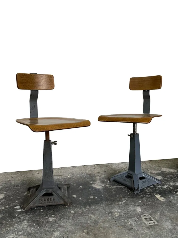 Pamono Industrial Factory Machinist Sewing Chairs from Simanco, 1940s, Set of 3 Clearance