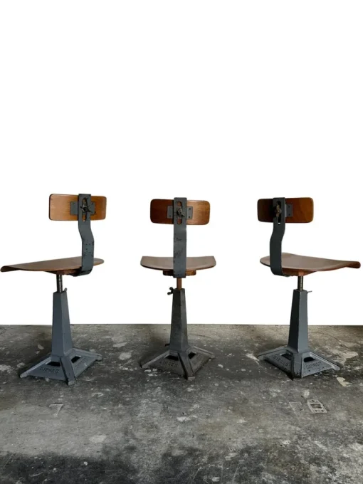 Pamono Industrial Factory Machinist Sewing Chairs from Simanco, 1940s, Set of 3 Clearance