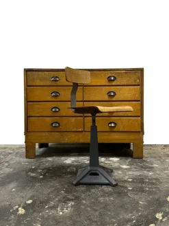 Pamono Industrial Factory Machinist Sewing Chairs from Simanco, 1940s, Set of 3 Clearance