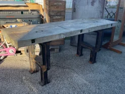 Pamono Industrial Factory Workbench in Cast Iron and Wood Top, 1955 Outlet