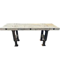 Pamono Industrial Factory Workbench in Cast Iron and Wood Top, 1955 Outlet