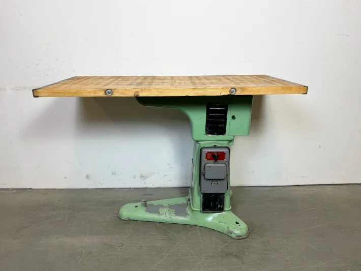 Pamono Industrial Green Cast Iron Table, 1960s Discount