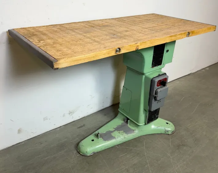 Pamono Industrial Green Cast Iron Table, 1960s Discount