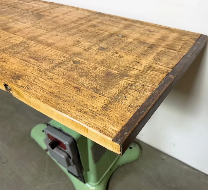 Pamono Industrial Green Cast Iron Table, 1960s Discount