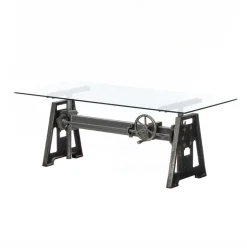 Pamono Industrial Iron and Glass Workbench, Denmark Discount