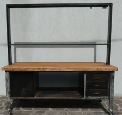 Pamono Industrial Island Counter in Steel and Walnut, 1970s Outlet