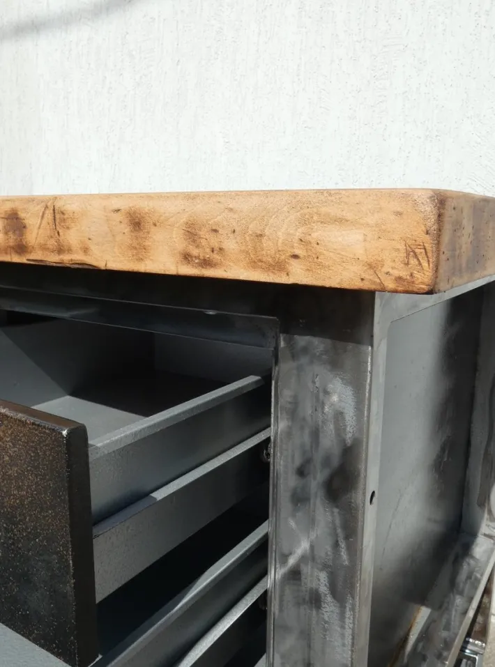 Pamono Industrial Island Counter in Steel and Walnut, 1970s Outlet