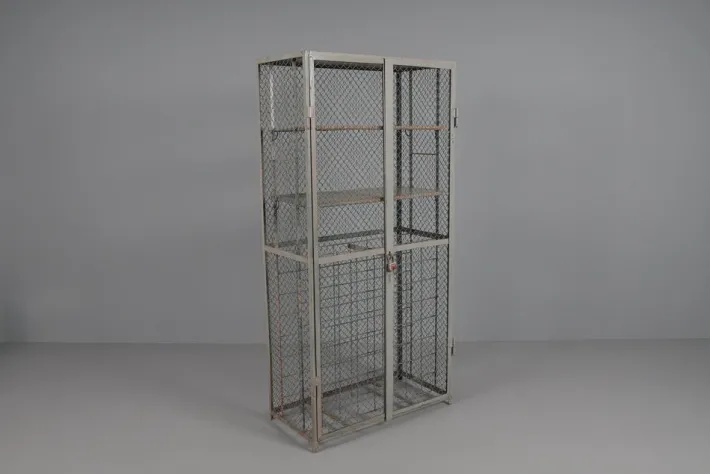 Pamono Industrial Lockable Metal Wine Cabinet with Space for 64 Wine Bottles, 1960s Outlet