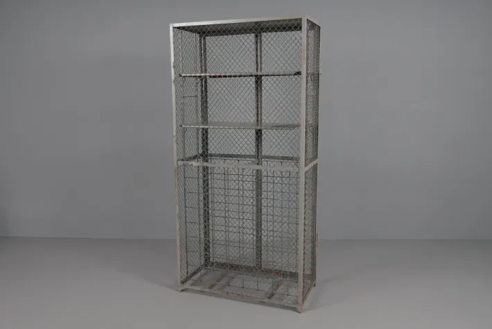 Pamono Industrial Lockable Metal Wine Cabinet with Space for 64 Wine Bottles, 1960s Outlet