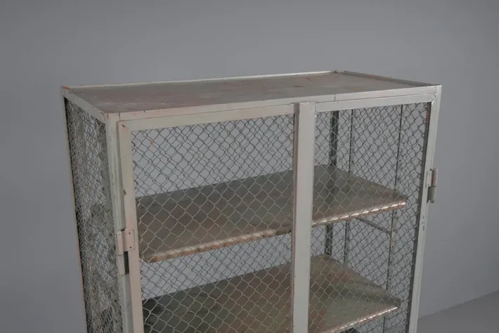 Pamono Industrial Lockable Metal Wine Cabinet with Space for 64 Wine Bottles, 1960s Outlet