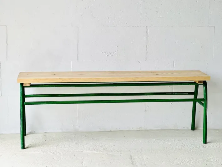 Pamono Industrial Metal & Spruce Bench, 1970s Discount