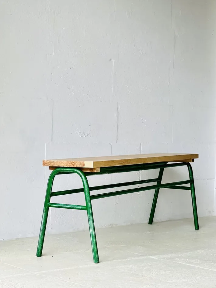 Pamono Industrial Metal & Spruce Bench, 1970s Discount