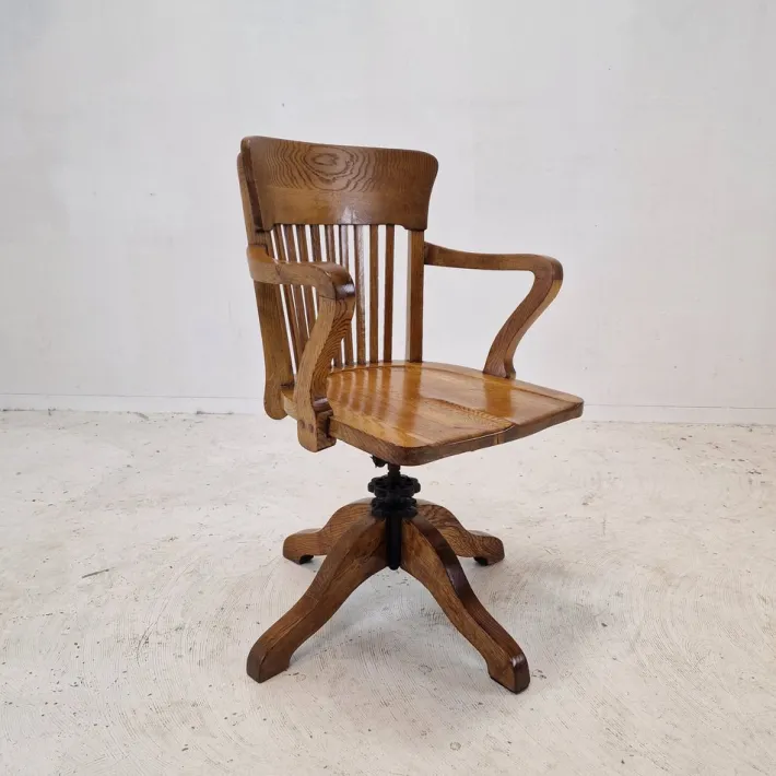 Pamono Industrial Oak Swivel Chair, 1900s Online