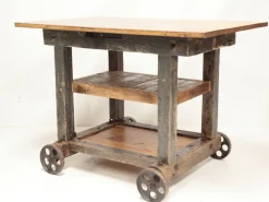 Pamono Industrial Worktable on Wheels, Former Czechoslovakia, 1960s Best