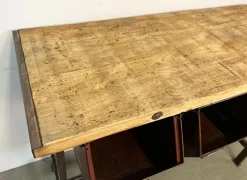 Pamono Industrial Worktable with Three Iron Drawers, 1960s Best