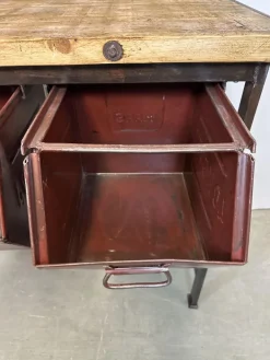 Pamono Industrial Worktable with Three Iron Drawers, 1960s Best